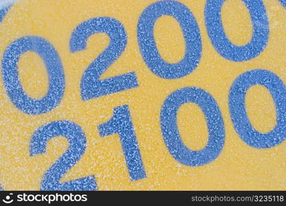 Frosted blue digits on yellow