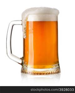 Frosty glass of light beer isolated on a white background
