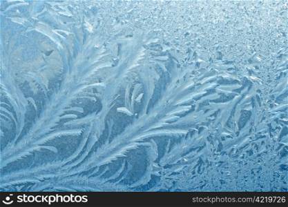 frosty natural pattern on winter windowpane