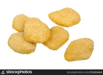 Frozen chicken nuggets isolated on a white background