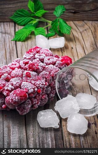 frozen in briquette ripe raspberry fruit