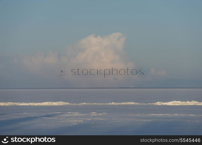 Frozen lake in winter, Lake Winnipeg, Hecla Grindstone Provincial Park, Manitoba, Canada