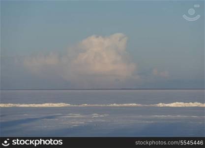 Frozen lake in winter, Lake Winnipeg, Hecla Grindstone Provincial Park, Manitoba, Canada