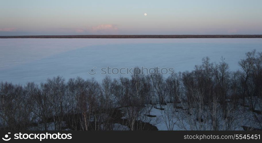 Frozen lake in winter, Lake Winnipeg, Riverton, Hecla Grindstone Provincial Park, Manitoba, Canada
