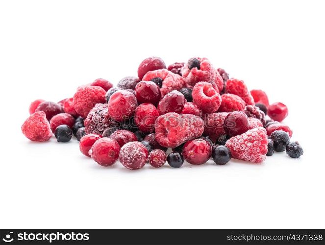 frozen mixed berry on white background