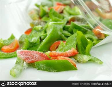 frozen red and green sweet peppers