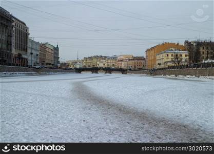 frozen river in St. Petersburg