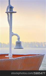 frozen ship bell in winter time