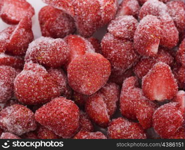 Frozen Strawberries ,Close Up Shot