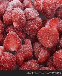 Frozen Strawberries ,Close Up Shot