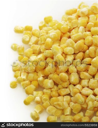 Frozen Sweet Corn ,Close Up On White Background