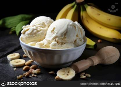 Frozen treat. Sweet Banana Ice Cream. Enjoy a creamy, fruity, and refreshing dessert that’s dairy-free and vegan by generative AI
