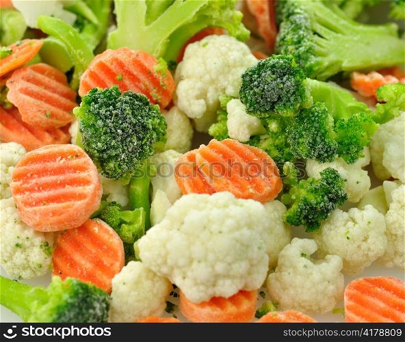 Frozen vegetables, close up