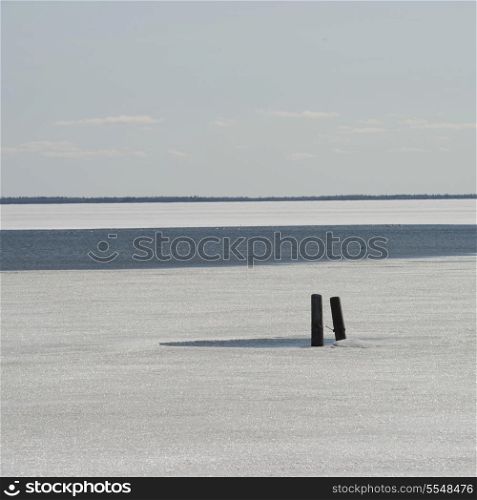 Frozen view of Lake Winnipeg, Hecla Grindstone Provincial Park, Manitoba, Canada