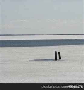 Frozen view of Lake Winnipeg, Hecla Grindstone Provincial Park, Manitoba, Canada
