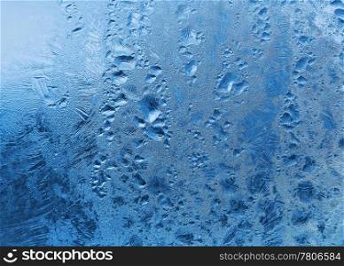 frozen water drops on window. winter texture.
