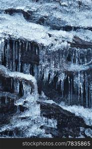 Frozen waterfall, Carpathian mountains, Ukraine