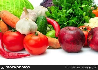 fruit and vegetables isolated on a white background