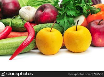 fruit and vegetables isolated on a white background