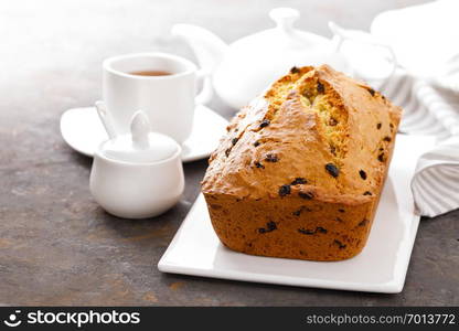 Fruit cake with raisin, fruitcake