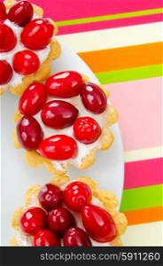 Fruit cakes with cornel berries