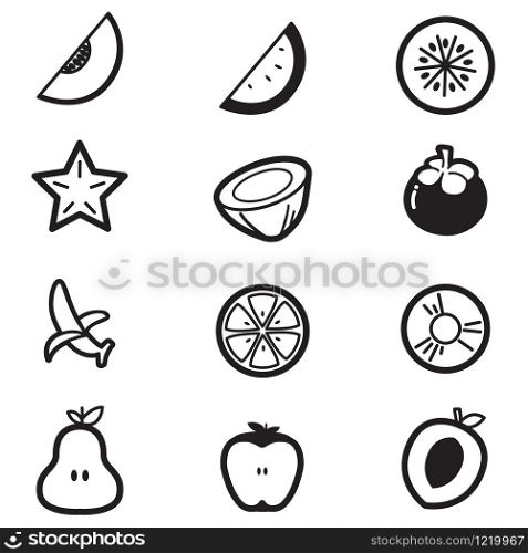 Fruit cut& slice icons Vector symbol illustration