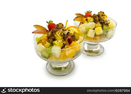 Fruit dessert in the plate