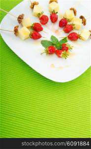 Fruit dessert in the plate