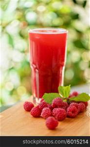 fruit drink with raspberries. fruit non-alcoholic drink with raspberries