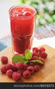 fruit drink with raspberries. fruit non-alcoholic drink with raspberries