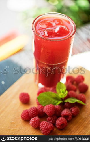 fruit drink with raspberries. fruit non-alcoholic drink with raspberries