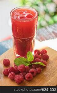 fruit drink with raspberries. fruit non-alcoholic drink with raspberries