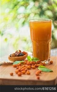 fruit drink with sea buckthorn. fruit non-alcoholic drink with sea buckthorn