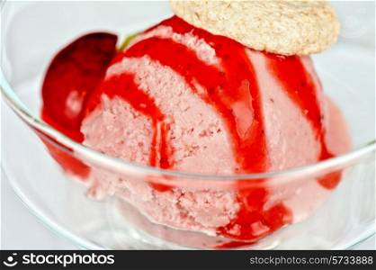 Fruit ice cream in plate