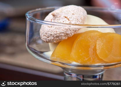 Fruit ice cream in plate . Fruit ice cream