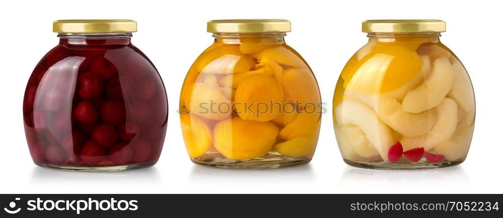fruit jars isolated on white background
