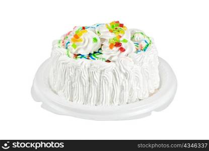 fruit jelly cake closeup isolated on a white