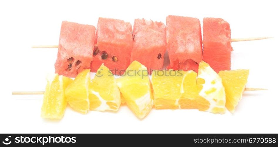 fruit kebab isolated on white background