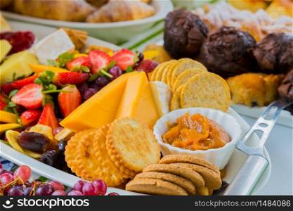 Fruit Salad and cheese board at Spring Festival picnic event