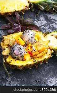 Fruit salad in pineapple