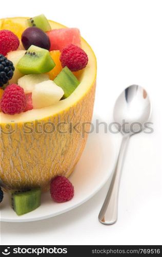 Fruit salad isolated on a white background