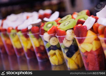 fruit salad to go on street in the city