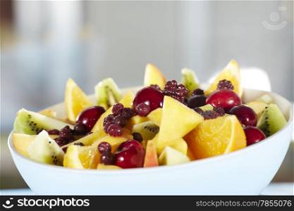 Fruit salad with fresh and healthy fruits