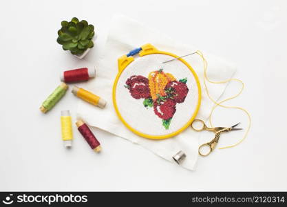 fruit sewed design with sewing threads plant