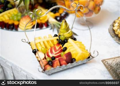 fruit sliced on a plate on celebration