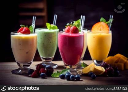 Fruit smoothie drink. Summer beverage. Generate Ai. Fruit smoothie drink. Generate Ai