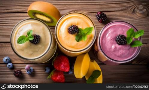 Fruit smoothie. Illustration Generative AI

