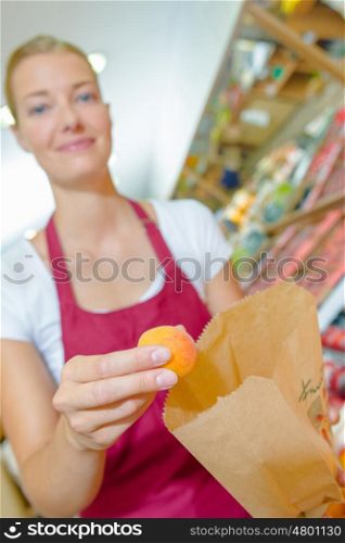Fruit stall worker