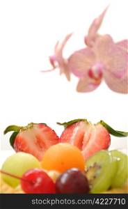 Fruit tart and Orchid