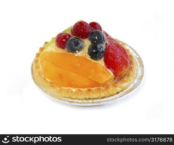 Fruit tart isolated on white background